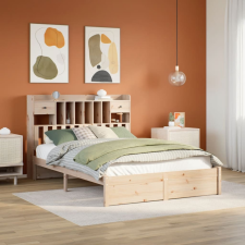 vidaXL tömör fenyőfa könyvespolcos ágy matrac nélkül 140 x 200 cm ágy és ágykellék