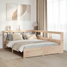 vidaXL tömör fenyőfa könyvespolcos ágy matrac nélkül 150 x 200 cm ágy és ágykellék