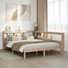 vidaXL tömör fenyőfa könyvespolcos ágy matrac nélkül 160 x 200 cm ágy és ágykellék