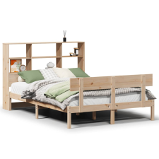 vidaXL tömör fenyőfa könyvespolcos ágy matrac nélkül 160 x 200 cm (3321812) ágy és ágykellék