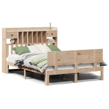 vidaXL tömör fenyőfa könyvespolcos ágy matrac nélkül 160 x 200 cm (3322696) ágy és ágykellék