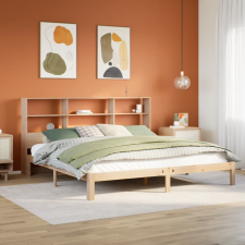 vidaXL tömör fenyőfa könyvespolcos ágy matrac nélkül 180 x 200 cm ágy és ágykellék