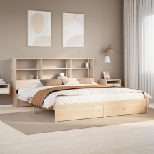 vidaXL tömör fenyőfa könyvespolcos ágy matrac nélkül 180 x 200 cm ágy és ágykellék