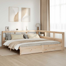 vidaXL tömör fenyőfa könyvespolcos ágy matrac nélkül 180 x 200 cm ágy és ágykellék