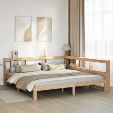 vidaXL tömör fenyőfa könyvespolcos ágy matrac nélkül 200 x 200 cm ágy és ágykellék