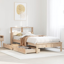 vidaXL tömör fenyőfa könyvespolcos ágy matrac nélkül 90 x 200 cm ágy és ágykellék