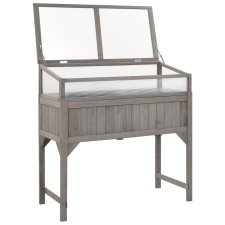 vidaXL tömör fenyőfa magaságyás melegházzal 110 x 54 x 120 cm (316472) kerti tárolás