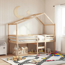 vidaXL tömör fenyőfa magasított ágy tetővel 75 x 190 cm ágy és ágykellék