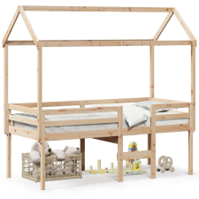 vidaXL tömör fenyőfa magasított ágy tetővel 90 x 190 cm ágy és ágykellék