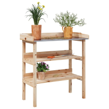 vidaXL tömör fenyőfa növénytartó asztal polcokkal 78x38x82,5 cm kerti dekoráció