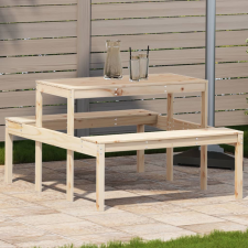 vidaXL tömör fenyőfa piknik asztal 110 x 134 x 75 cm kerti bútor