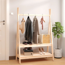 vidaXL tömör fenyőfa ruhatartó állvány 100 x 45,5 x 150 cm bútor