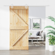 vidaXL tömör fenyőfa tolóajtó fémszerelék szettel 100 x 210 cm építőanyag