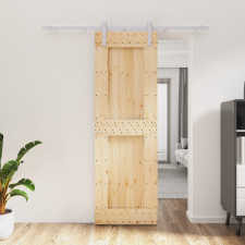 vidaXL tömör fenyőfa tolóajtó fémszerelék szettel 70 x 210 cm építőanyag