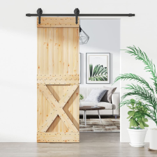 vidaXL tömör fenyőfa tolóajtó fémszerelék szettel 70 x 210 cm építőanyag