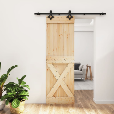 vidaXL tömör fenyőfa tolóajtó fémszerelék szettel 70 x 210 cm építőanyag