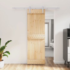 vidaXL tömör fenyőfa tolóajtó fémszerelék szettel 70 x 210 cm építőanyag