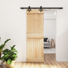 vidaXL tömör fenyőfa tolóajtó fémszerelék szettel 70 x 210 cm építőanyag