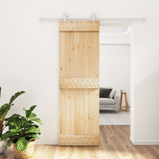 vidaXL tömör fenyőfa tolóajtó fémszerelék szettel 70 x 210 cm építőanyag