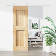 vidaXL tömör fenyőfa tolóajtó fémszerelék-szettel 70 x 210 cm építőanyag