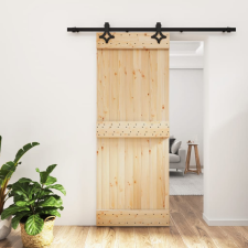 vidaXL tömör fenyőfa tolóajtó fémszerelék szettel 80 x 210 cm építőanyag