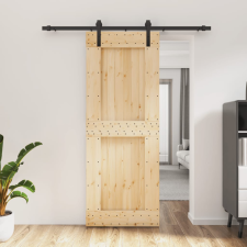 vidaXL tömör fenyőfa tolóajtó fémszerelék szettel 80 x 210 cm építőanyag