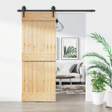 vidaXL tömör fenyőfa tolóajtó fémszerelék szettel 80 x 210 cm építőanyag