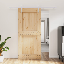 vidaXL tömör fenyőfa tolóajtó fémszerelék szettel 95 x 210 cm építőanyag
