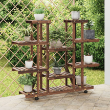 vidaXL tömör fenyőfa virágtartó állvány kerekekkel 110 x 25 x 115 cm bútor