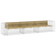 vidaXL Tömör impregnált fenyőfa gabion kerti pad 347x71x65,5 cm kerti bútor
