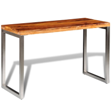 vidaXL tömör kelet-indiai rózsafa étkezőasztal / íróasztal acél lábbal (242126) bútor