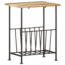 vidaXL Tömör mangófa és acél újságtartó 40 x 30 x 50 cm bútor