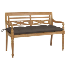 vidaXL tömör tíkfa Batavia pad tópszínű párnával 120 cm kerti bútor