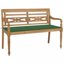 vidaXL tömör tíkfa Batavia pad zöld párnával 120 cm kerti bútor