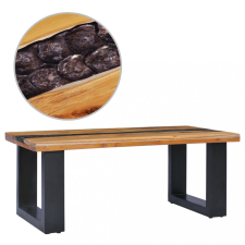 vidaXL tömör tíkfa és műkő dohányzóasztal 100 x 50 x 40 cm bútor