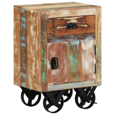 vidaXL tömör újrahasznosított fa éjjeliszekrény kerekekkel 40x30x57 cm bútor