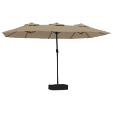 vidaXL tópszínű dupla tetős napernyő LED-ekkel 449 x 245 cm kerti bútor