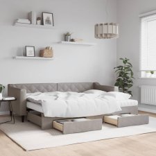 vidaXL tópszínű kihúzható bársonyheverő fiókokkal 80 x 200 cm ágy és ágykellék