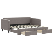 vidaXL tópszínű kihúzható bársonyheverő fiókokkal 80 x 200 cm (3196850) ágy és ágykellék