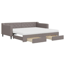 vidaXL Tópszínű kihúzható szövet heverő fiókokkal 90 x 200 cm ágy és ágykellék