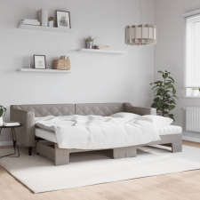 vidaXL tópszínű kihúzható szövet heverő matracokkal 80 x 200 cm ágy és ágykellék