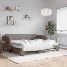 vidaXL tópszínű kihúzható szövet heverő matracokkal 90 x 200 cm ágy és ágykellék