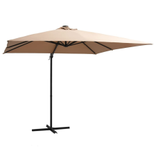 vidaXL tópszínű konzolos napernyő LED-del és acélrúddal 250x250 cm kerti bútor