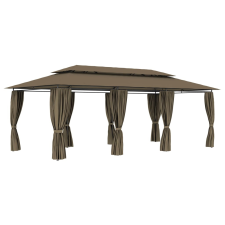 vidaXL tópszínű pavilon függönyökkel 600 x 298 x 270 cm 180 g/m² kerti bútor