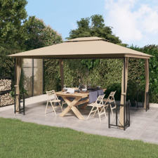 vidaXL tópszínű pavilon oldalfalakkal és dupla tetővel 3x4 m kerti bútor