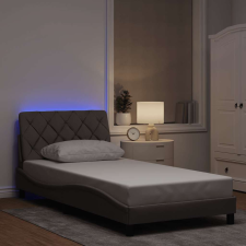 vidaXL tópszínű szövet ágykeret LED-ekkel matrac nélkül 100x200 cm ágy és ágykellék