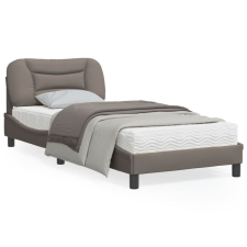 vidaXL Tópszínű szövet ágykeret LED-világítással 90 x 190 cm ágy és ágykellék