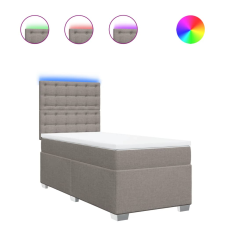 vidaXL tópszínű szövet rugós ágy matraccal 90 x 200 cm (3292689) ágy és ágykellék