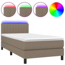 vidaXL tópszínű szövet rugós és LED-es ágy matraccal 100x200 cm (3133297) ágy és ágykellék