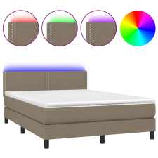 vidaXL tópszínű szövet rugós és LED-es ágy matraccal 140x190cm (3133073) ágy és ágykellék